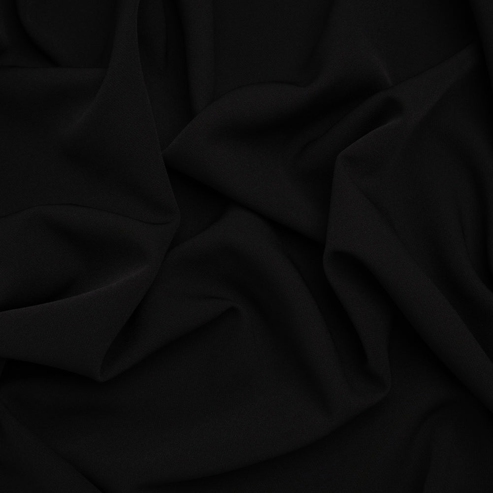 Smooth Stretch Polyester Crepe - Black - Designer Deadstock Smooth Stretch Polyester Crepe - Black - Designer Deadstock