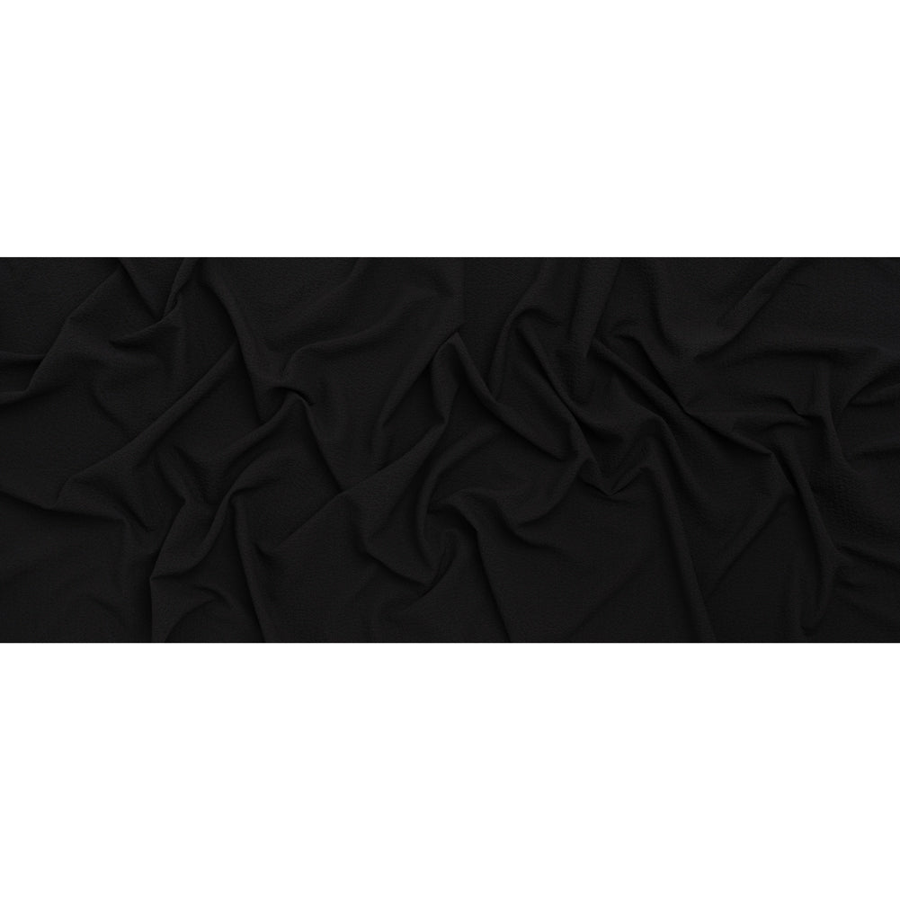 Stretch Polyester Seersucker - Black - Designer Deadstock Stretch Polyester Seersucker - Black - Designer Deadstock