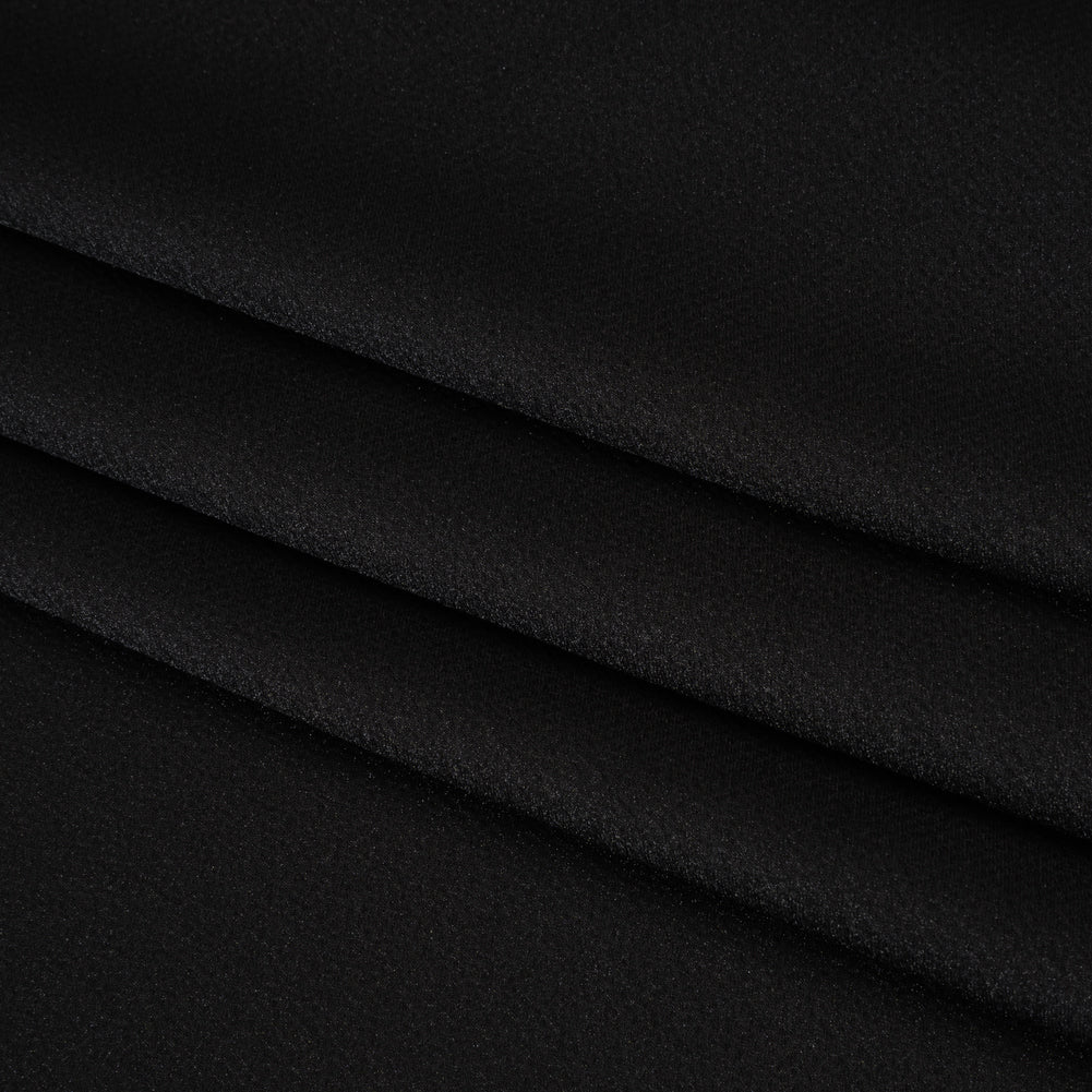 Satin Faced Polyester Crepe - Black - Designer Deadstock Satin Faced Polyester Crepe - Black - Designer Deadstock