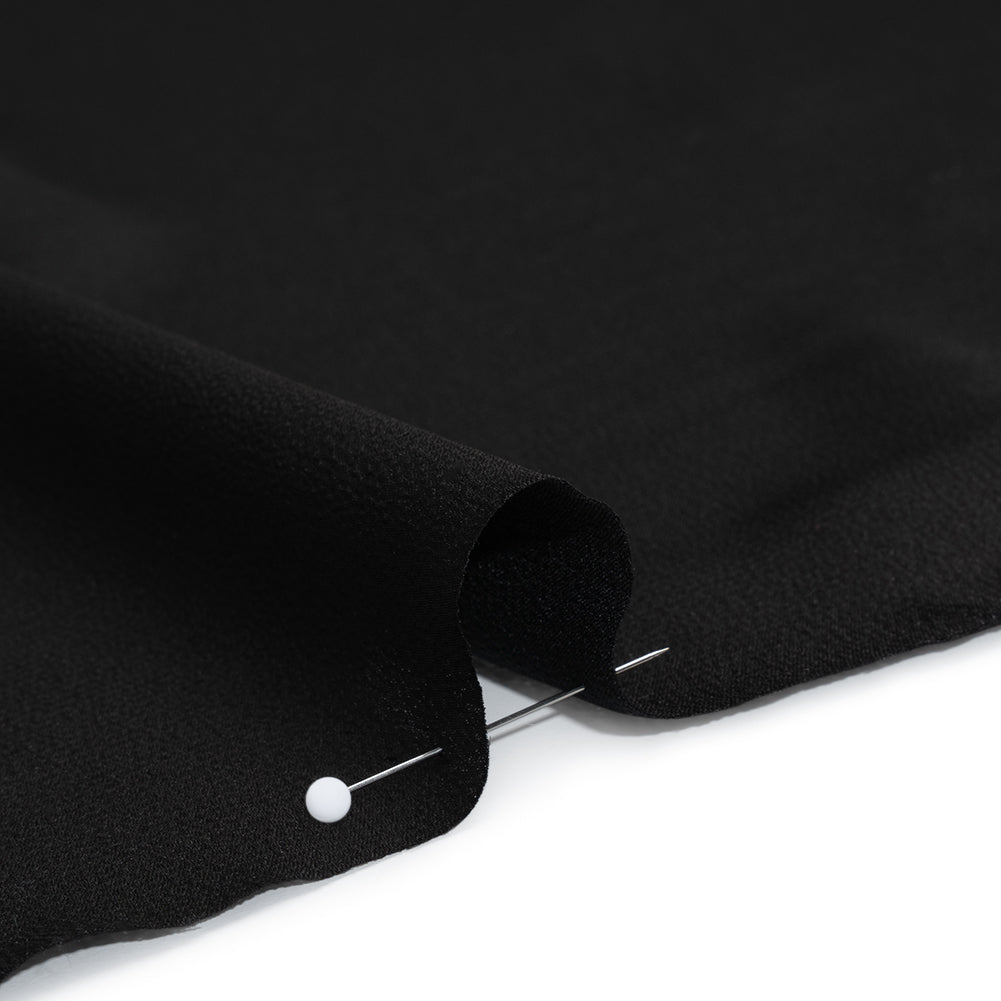 Satin Faced Polyester Crepe - Black - Designer Deadstock Satin Faced Polyester Crepe - Black - Designer Deadstock