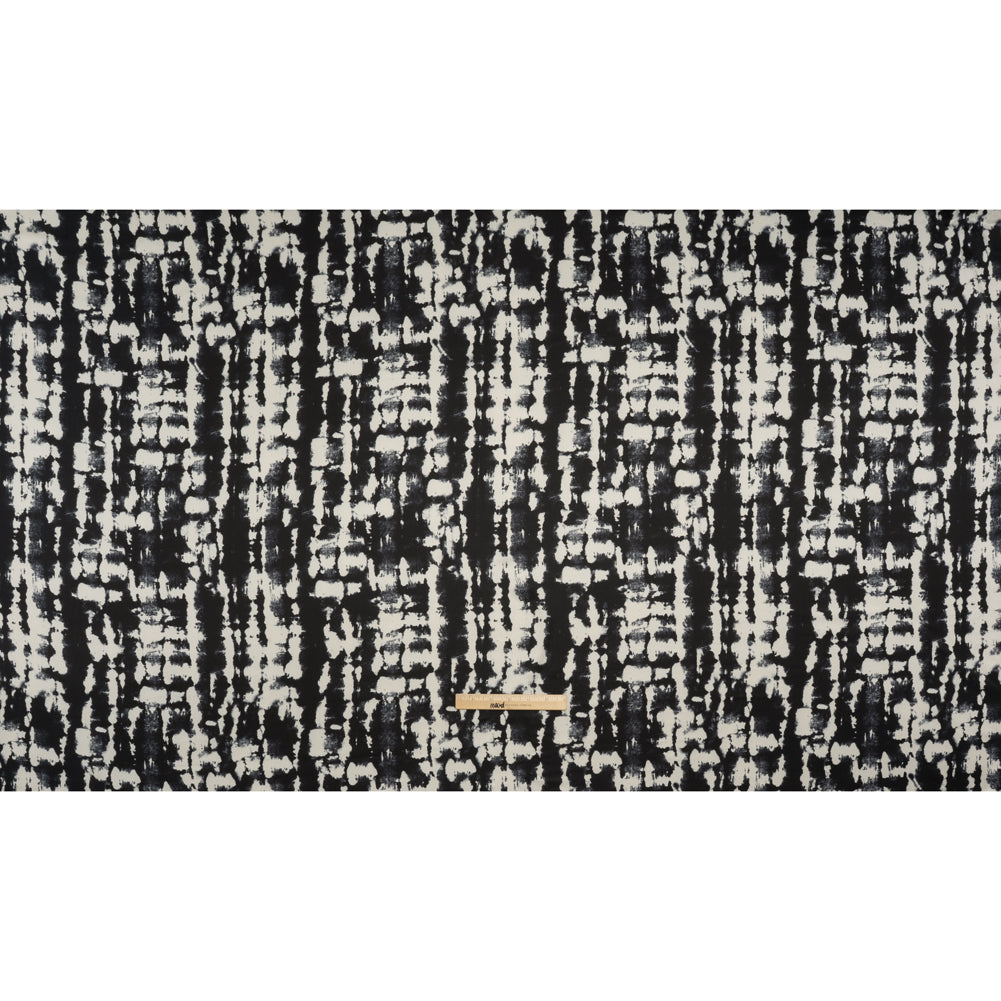 Stretch Polyester Charmeuse Print - Black and Cream Tie Dye - Designer Deadstock Stretch Polyester Charmeuse Print - Black and Cream Tie Dye - Designer Deadstock