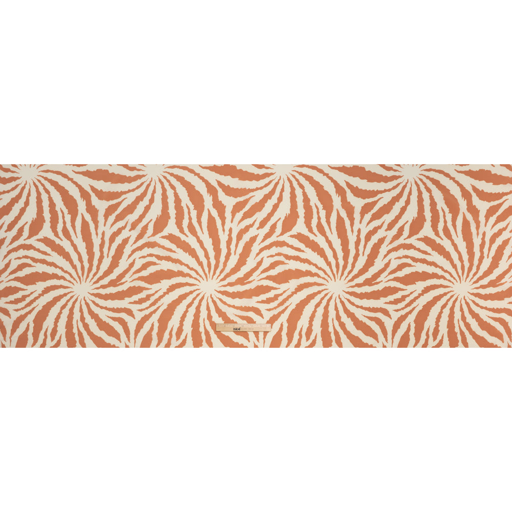 Stretch Polyester Crepe de Chine Print - Bone and Clay Abstract Stripe Bursts - Designer Deadstock Stretch Polyester Crepe de Chine Print - Bone and Clay Abstract Stripe Bursts - Designer Deadstock