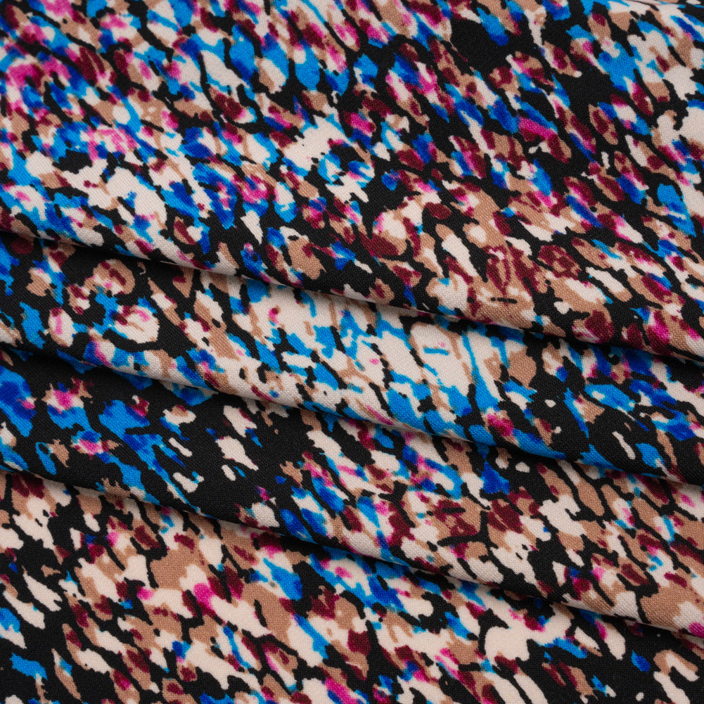 Stretch Polyester Tricot Print - Pink, Blue and Beige Abstract Spots - Designer Deadstock Stretch Polyester Tricot Print - Pink, Blue and Beige Abstract Spots - Designer Deadstock