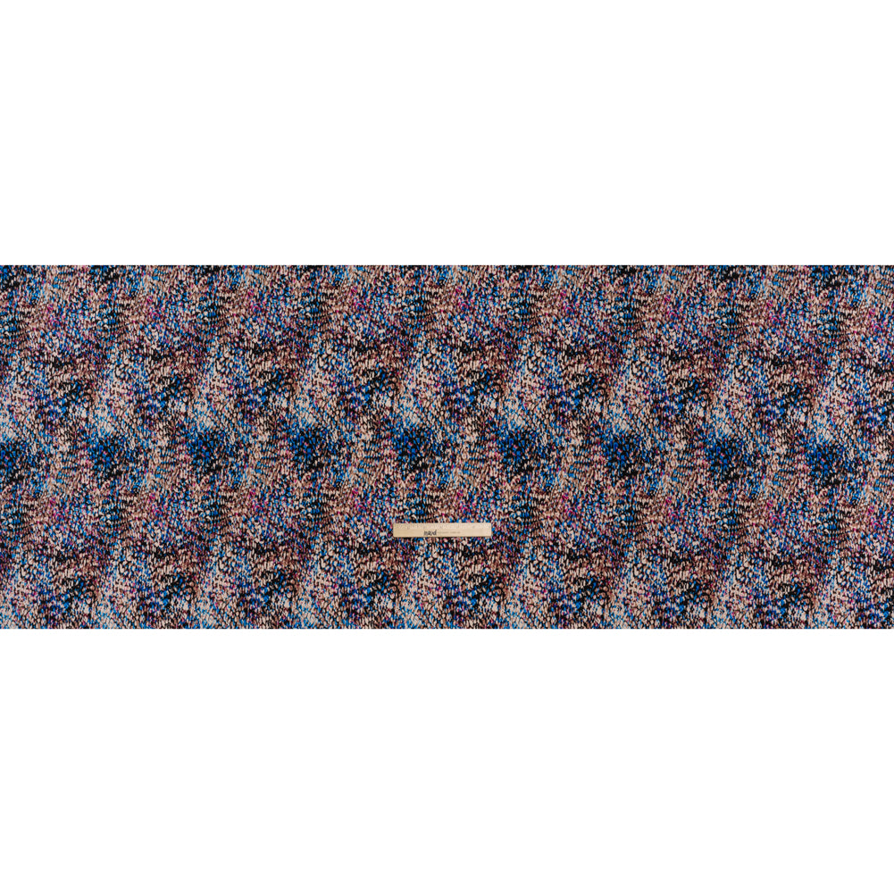 Stretch Polyester Tricot Print - Pink, Blue and Beige Abstract Spots - Designer Deadstock Stretch Polyester Tricot Print - Pink, Blue and Beige Abstract Spots - Designer Deadstock