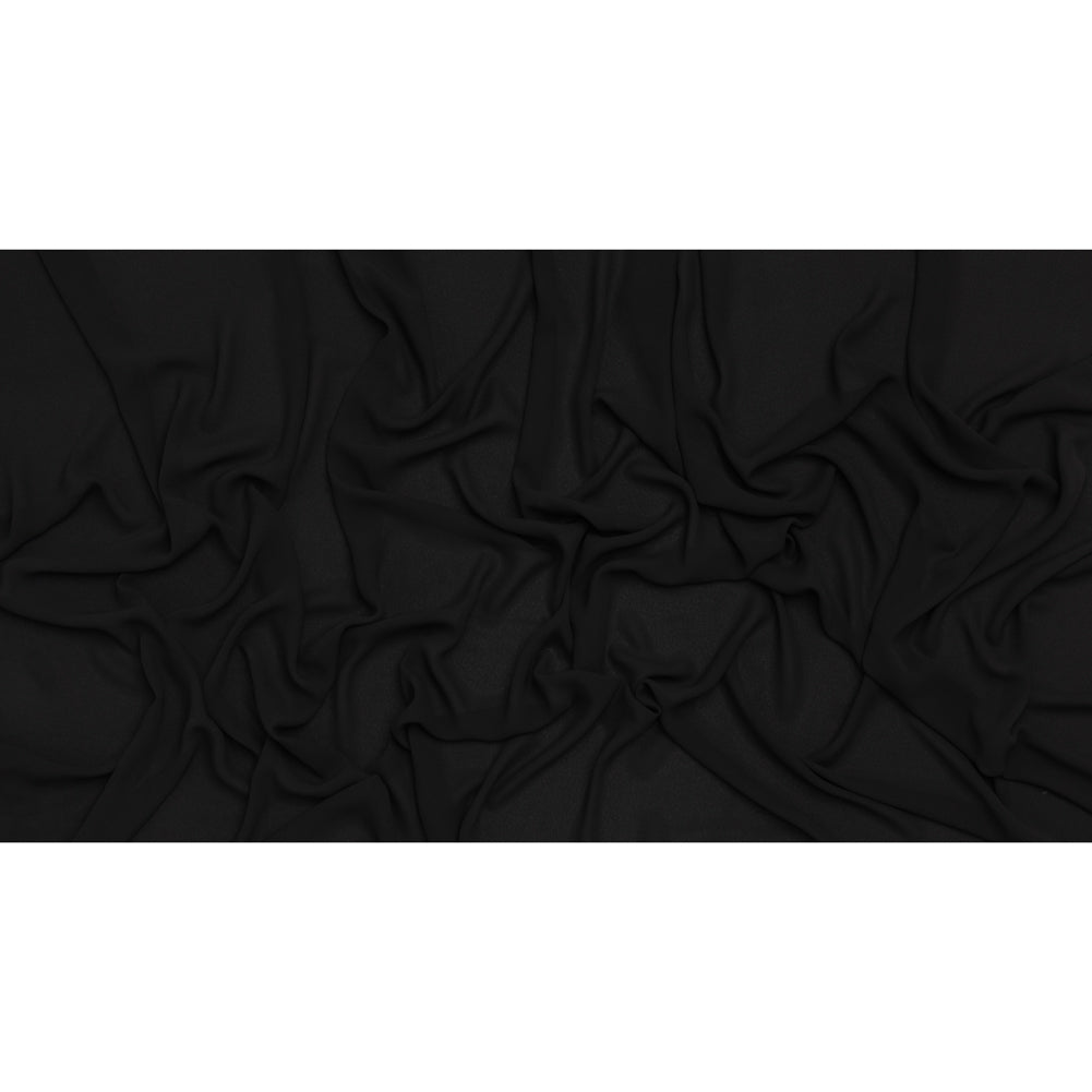 Fluid Polyester Crepe - Black - Designer Deadstock Fluid Polyester Crepe - Black - Designer Deadstock