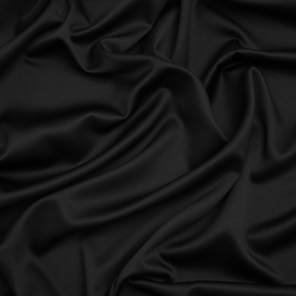 Stretch Polyester Charmeuse - Black - Designer Deadstock Stretch Polyester Charmeuse - Black - Designer Deadstock