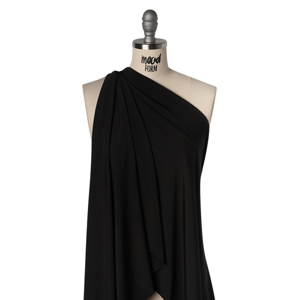 Stretch Polyester Tricot - Black - Designer Deadstock Stretch Polyester Tricot - Black - Designer Deadstock