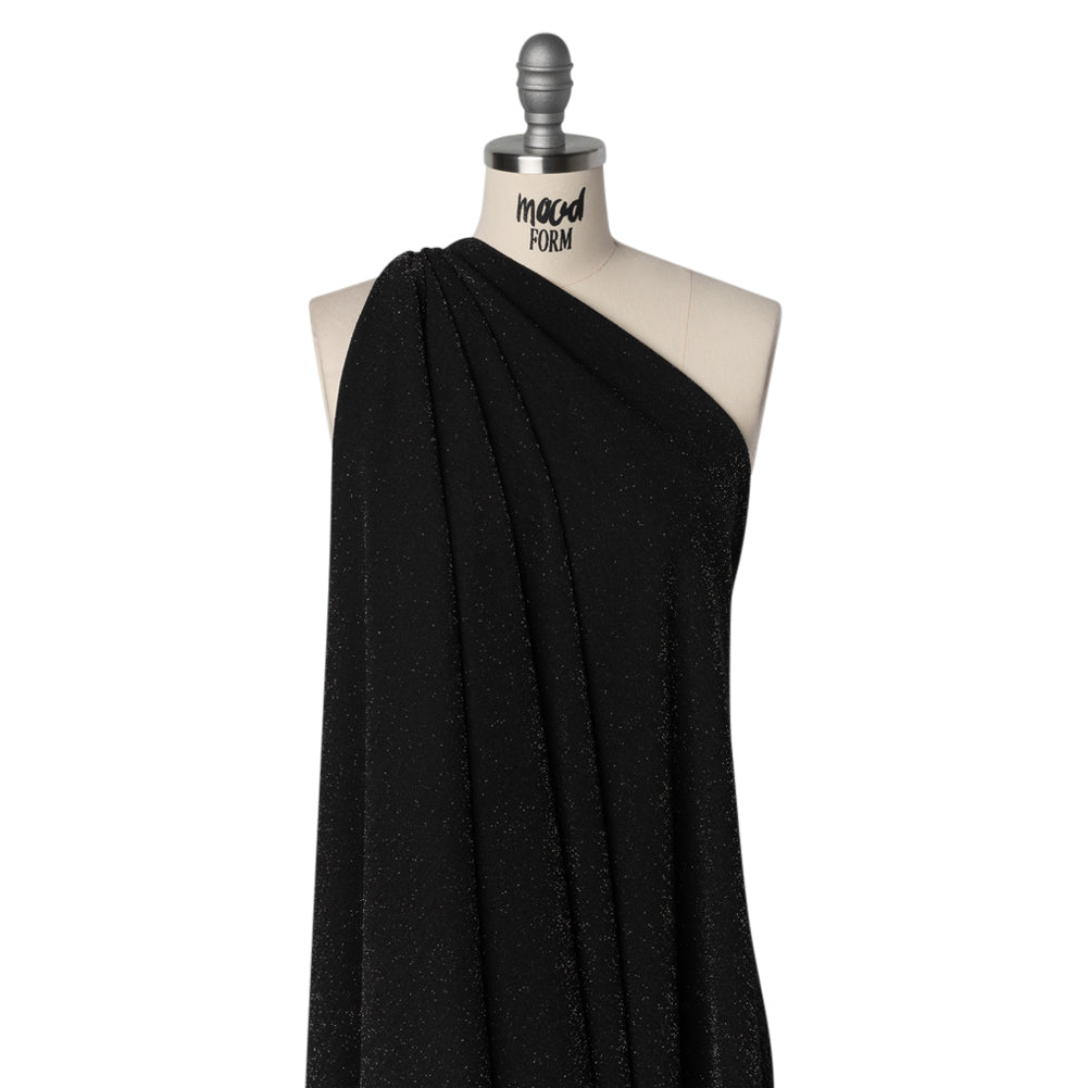Metallic Stretch Polyester Crepe Knit - Black and Silver - Designer Deadstock Metallic Stretch Polyester Crepe Knit - Black and Silver - Designer Deadstock