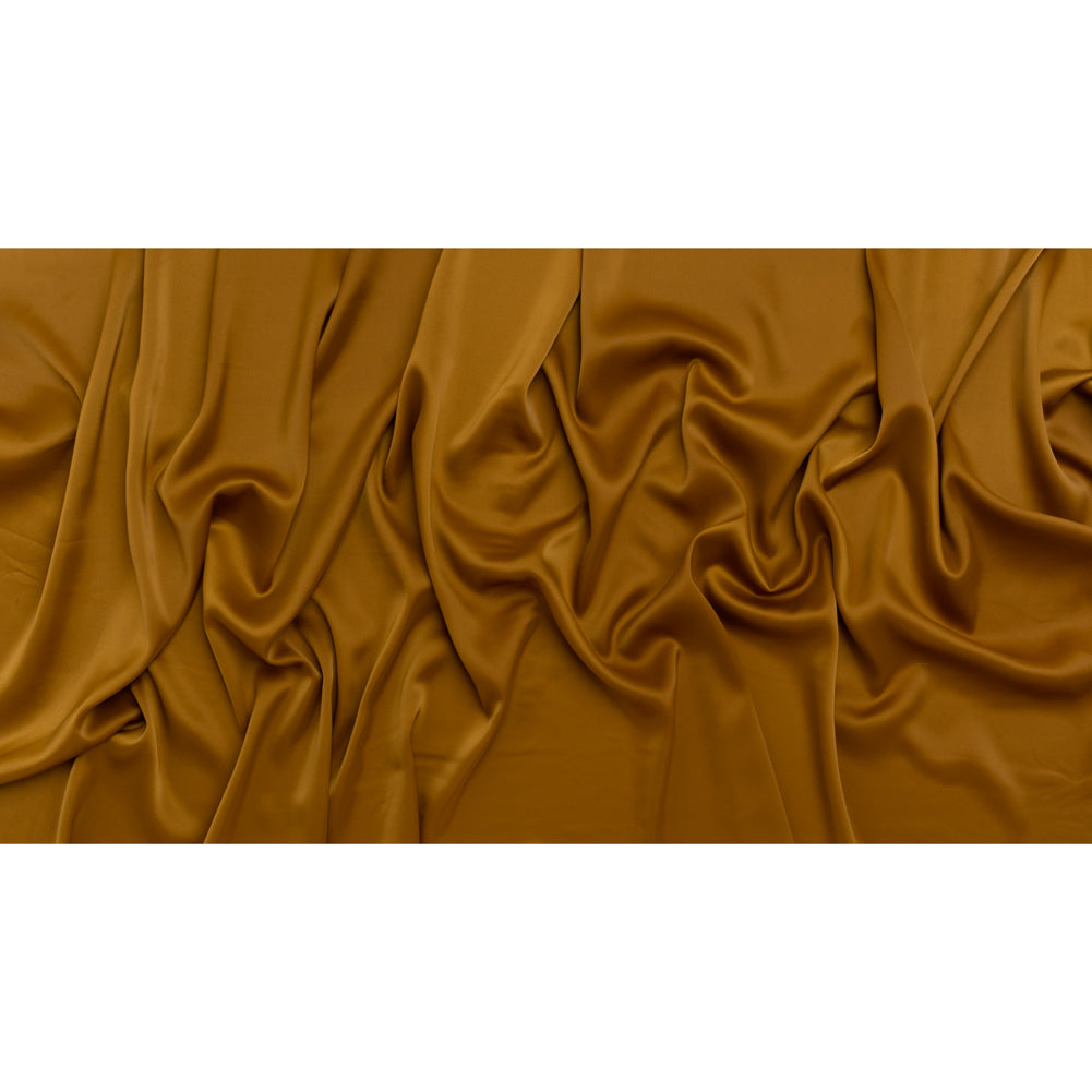 Stretch Polyester Satin - Cognac Brown - Designer Deadstock Stretch Polyester Satin - Cognac Brown - Designer Deadstock
