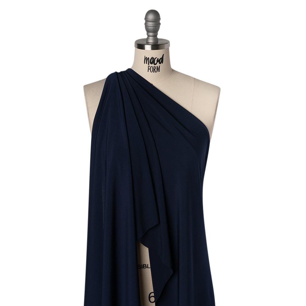 Stretch Polyester Tricot - Navy - Designer Deadstock Stretch Polyester Tricot - Navy - Designer Deadstock