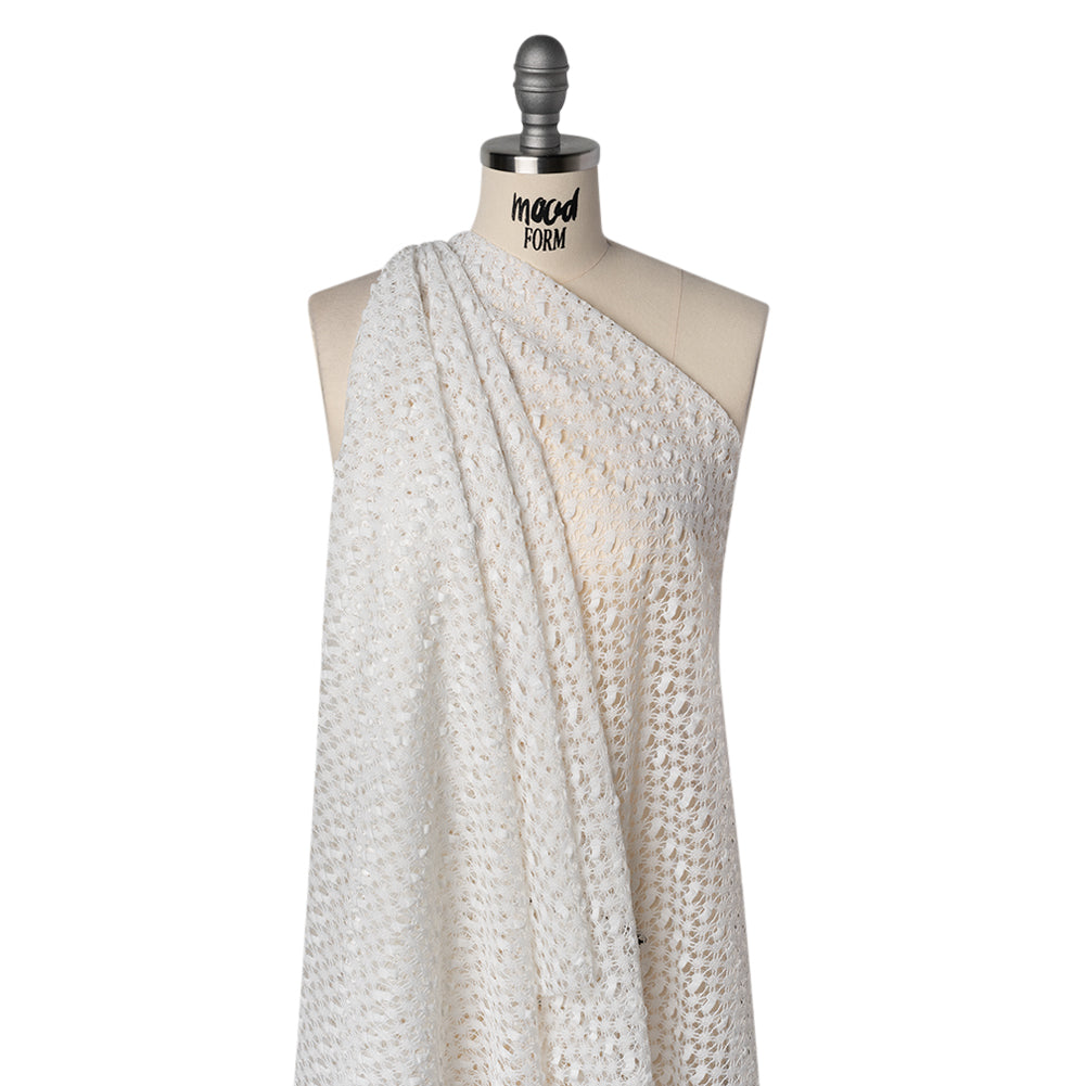 Polyester Crochet Lace - White Webs and Bars - Designer Deadstock Polyester Crochet Lace - White Webs and Bars - Designer Deadstock