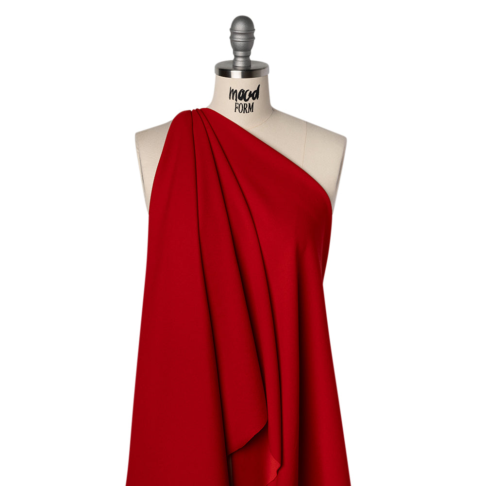 Stretch Polyester Crepe Double Knit - Red - Designer Deadstock Stretch Polyester Crepe Double Knit - Red - Designer Deadstock