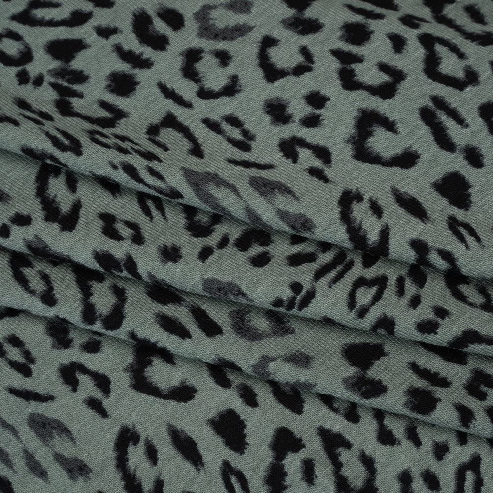 Stretch Viscose Jersey Print - Steely Blue-Gray and Black Animal Print - Designer Deadstock Stretch Viscose Jersey Print - Steely Blue-Gray and Black Animal Print - Designer Deadstock