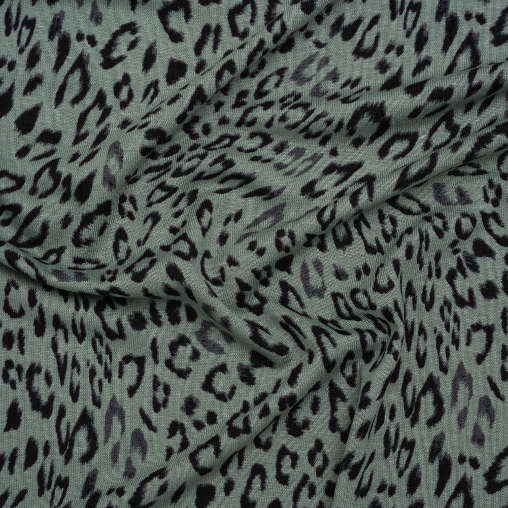 Stretch Viscose Jersey Print - Steely Blue-Gray and Black Animal Print - Designer Deadstock Stretch Viscose Jersey Print - Steely Blue-Gray and Black Animal Print - Designer Deadstock