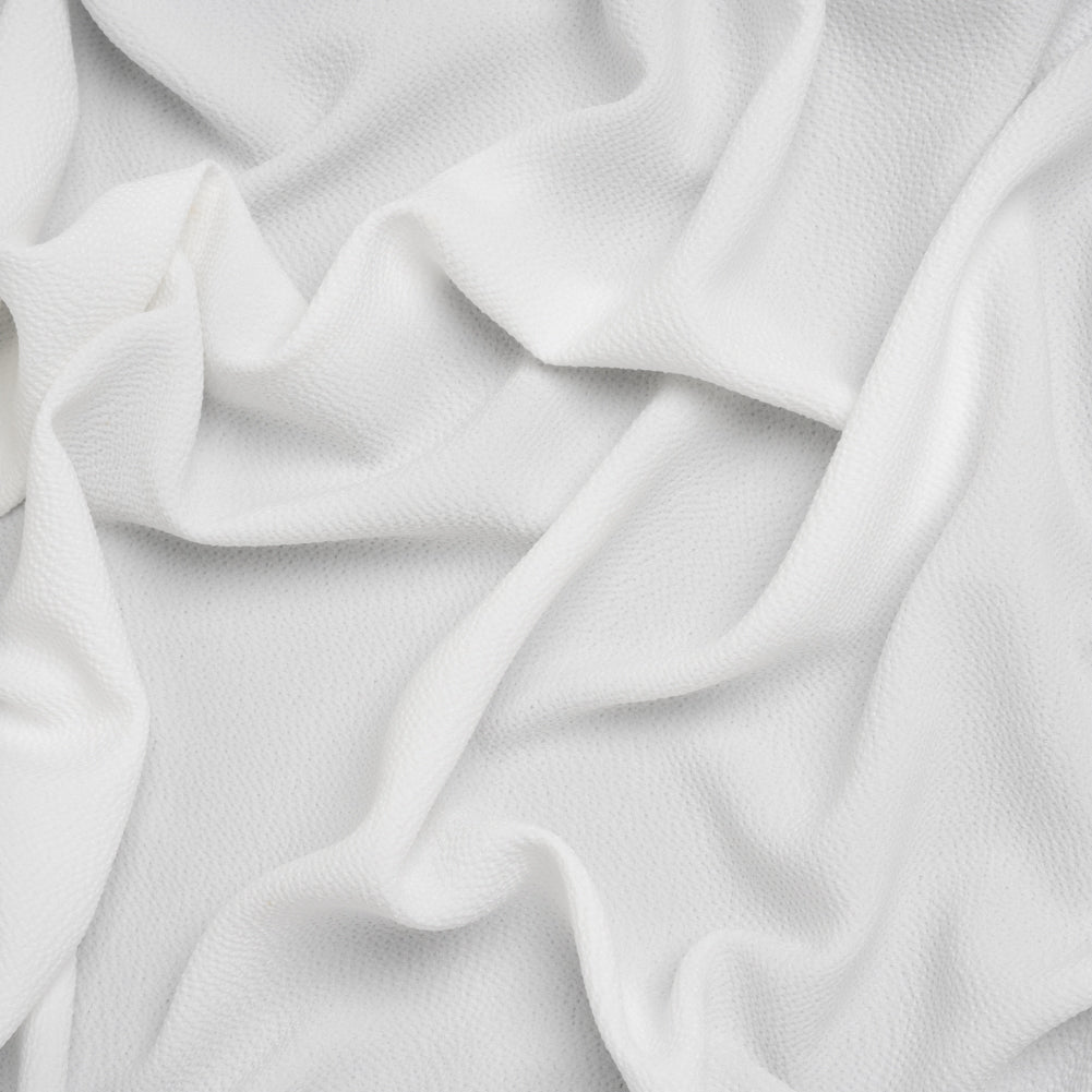 Puckered Satin-Faced Crepe - White - Designer Deadstock Puckered Satin-Faced Crepe - White - Designer Deadstock