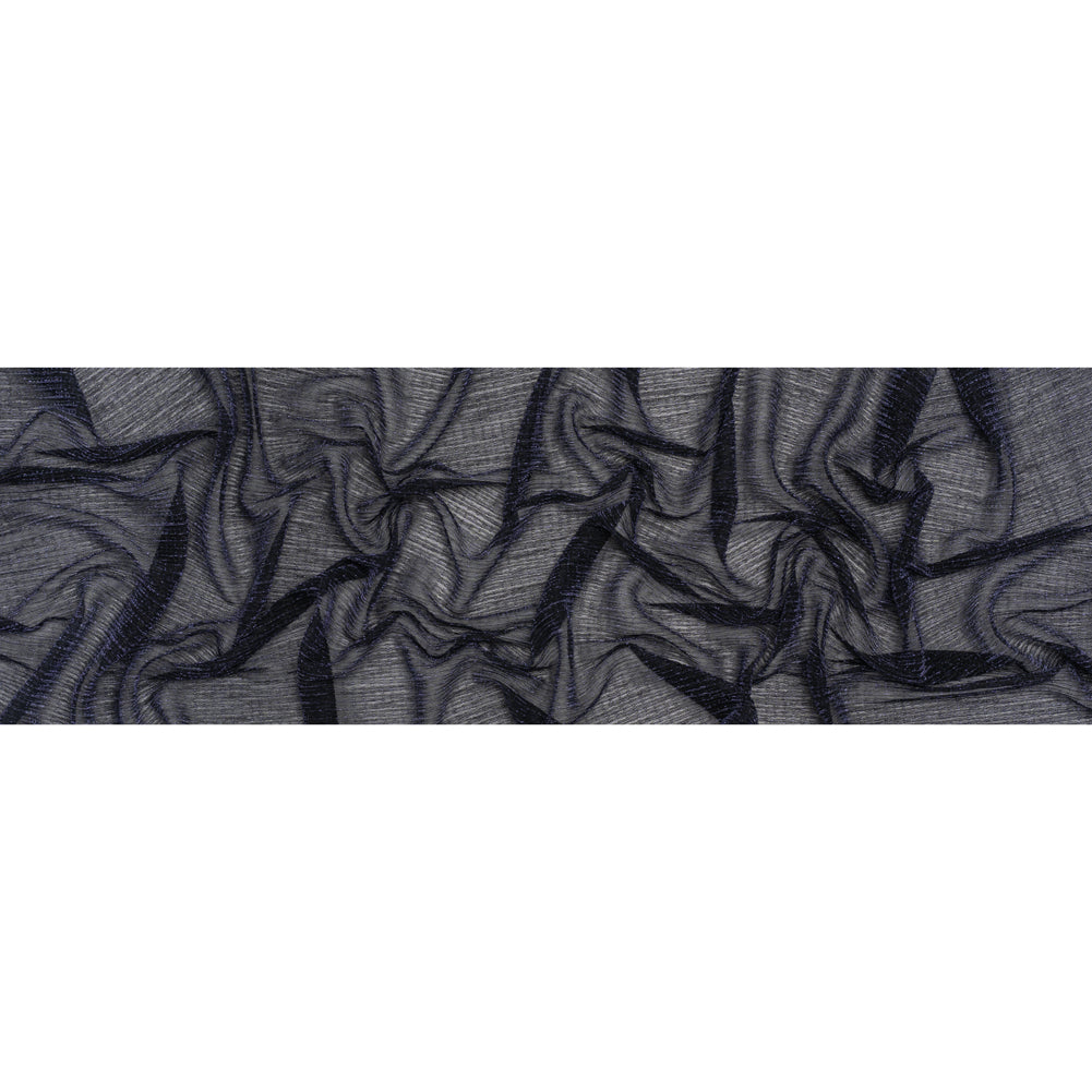 Metallic Sheer Polyester Knit Plisse - Navy Blue and Black - Designer Deadstock Metallic Sheer Polyester Knit Plisse - Navy Blue and Black - Designer Deadstock