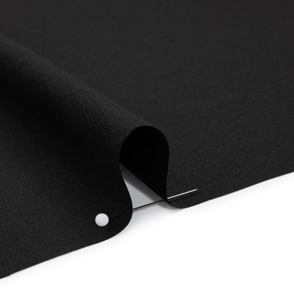 Polyester Crepe de Chine - Black - Designer Deadstock Polyester Crepe de Chine - Black - Designer Deadstock