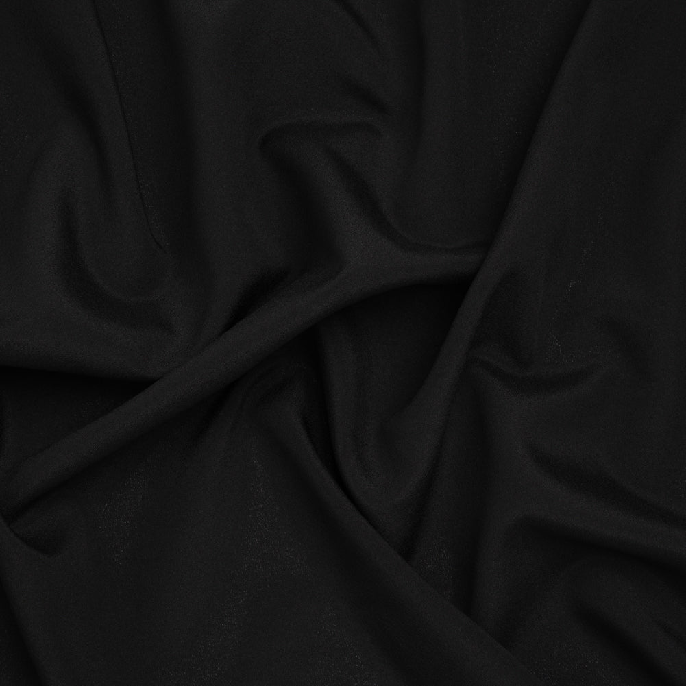 Polyester Crepe de Chine - Black - Designer Deadstock Polyester Crepe de Chine - Black - Designer Deadstock