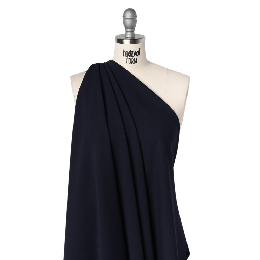 Stretch Polyester Crepe Double Knit - Navy Blue - Designer Deadstock Stretch Polyester Crepe Double Knit - Navy Blue - Designer Deadstock