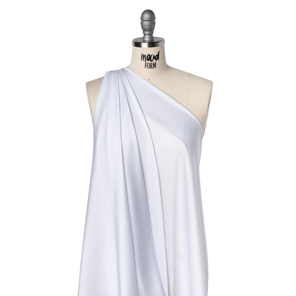 Stretch Polyester Satin - White - Designer Deadstock Stretch Polyester Satin - White - Designer Deadstock
