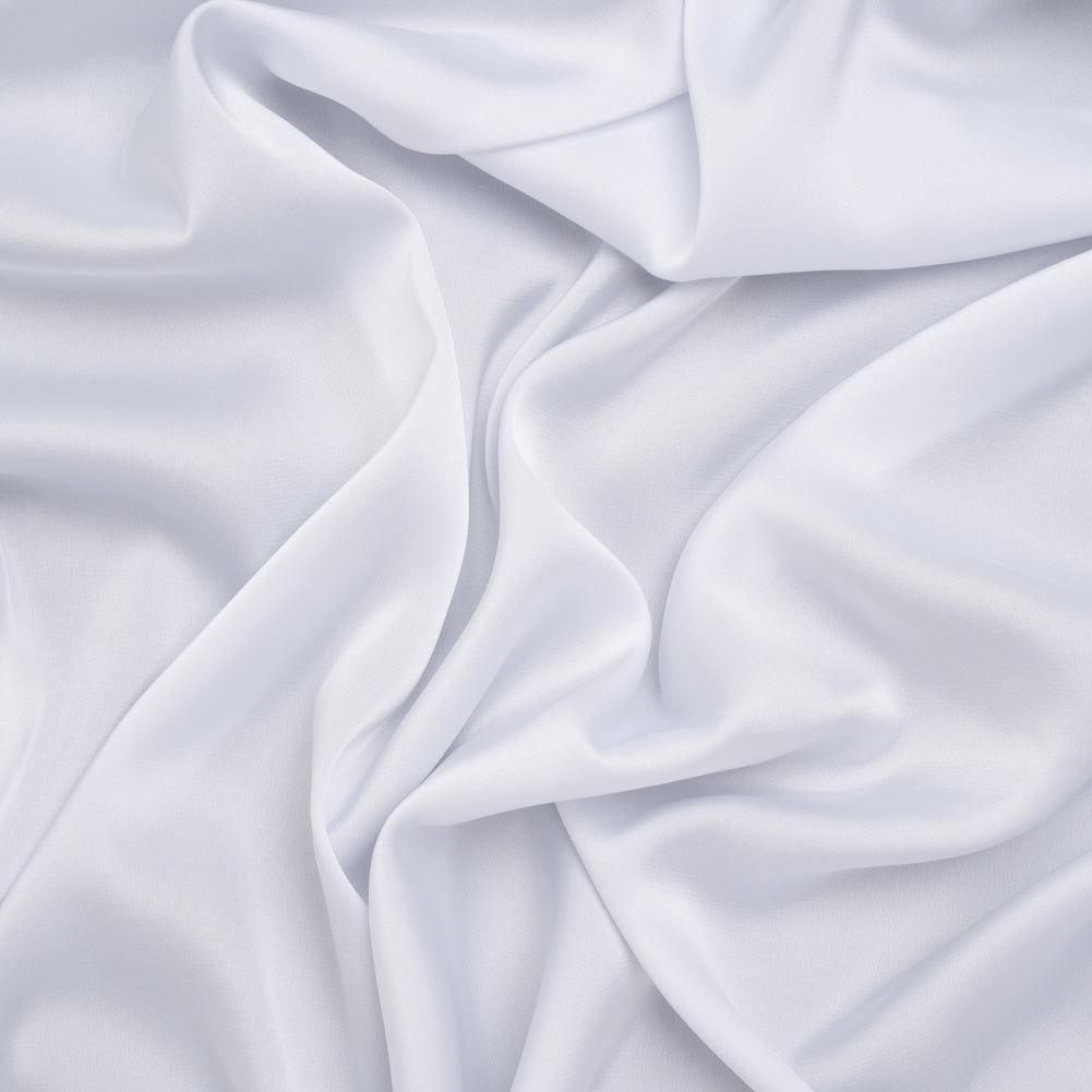 Stretch Polyester Satin - White - Designer Deadstock Stretch Polyester Satin - White - Designer Deadstock