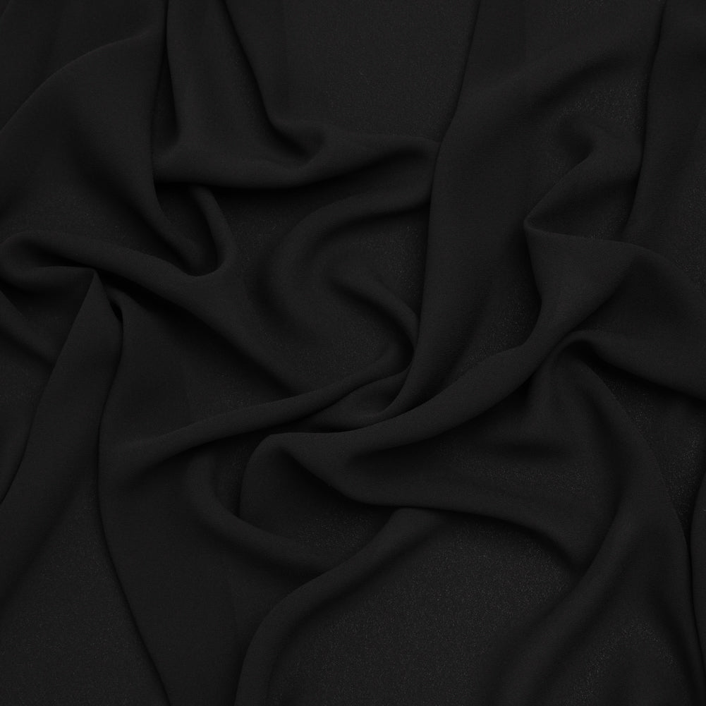 Polyester Double Georgette - Black - Designer Deadstock Polyester Double Georgette - Black - Designer Deadstock