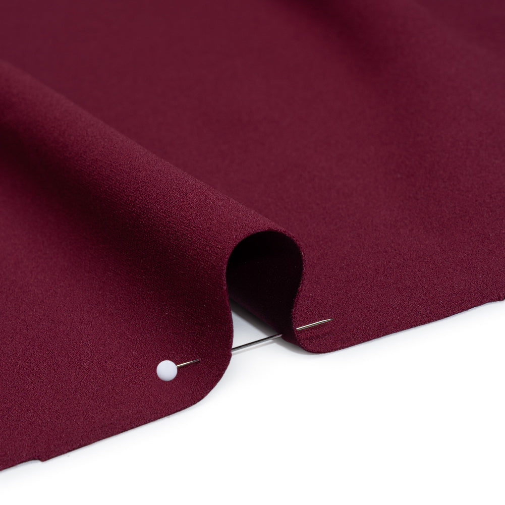 Stretch Polyester Crepe Double Knit - Wine Red - Designer Deadstock Detail Stretch Polyester Crepe Double Knit - Wine Red - Designer Deadstock Detail
