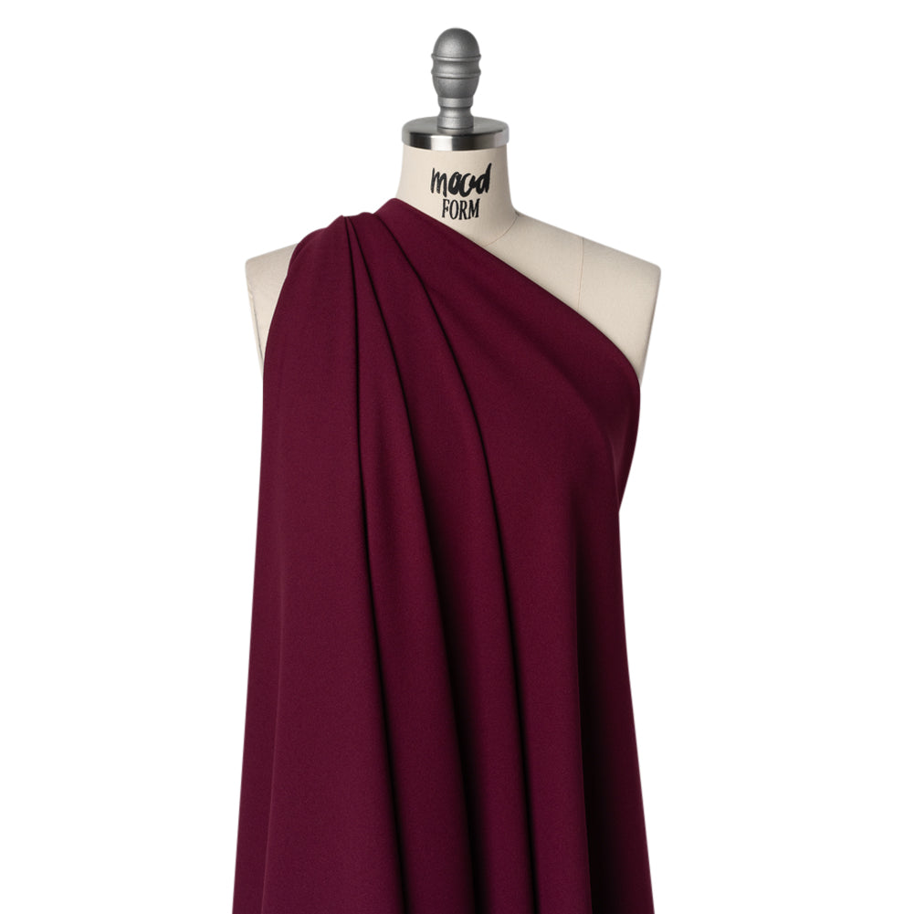 Stretch Polyester Crepe Double Knit - Wine Red - Designer Deadstock Drape Stretch Polyester Crepe Double Knit - Wine Red - Designer Deadstock Drape
