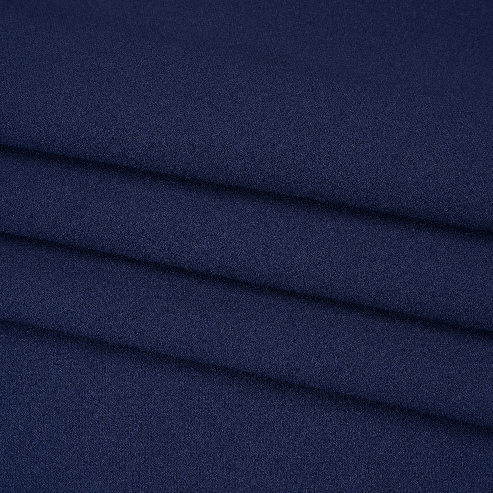 Stretch Polyester Crepe Double Knit - Dark Blue - Designer Deadstock Folded Stretch Polyester Crepe Double Knit - Dark Blue - Designer Deadstock Folded