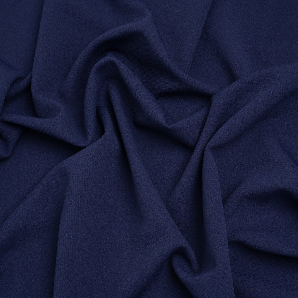 Stretch Polyester Crepe Double Knit - Dark Blue - Designer Deadstock Stretch Polyester Crepe Double Knit - Dark Blue - Designer Deadstock