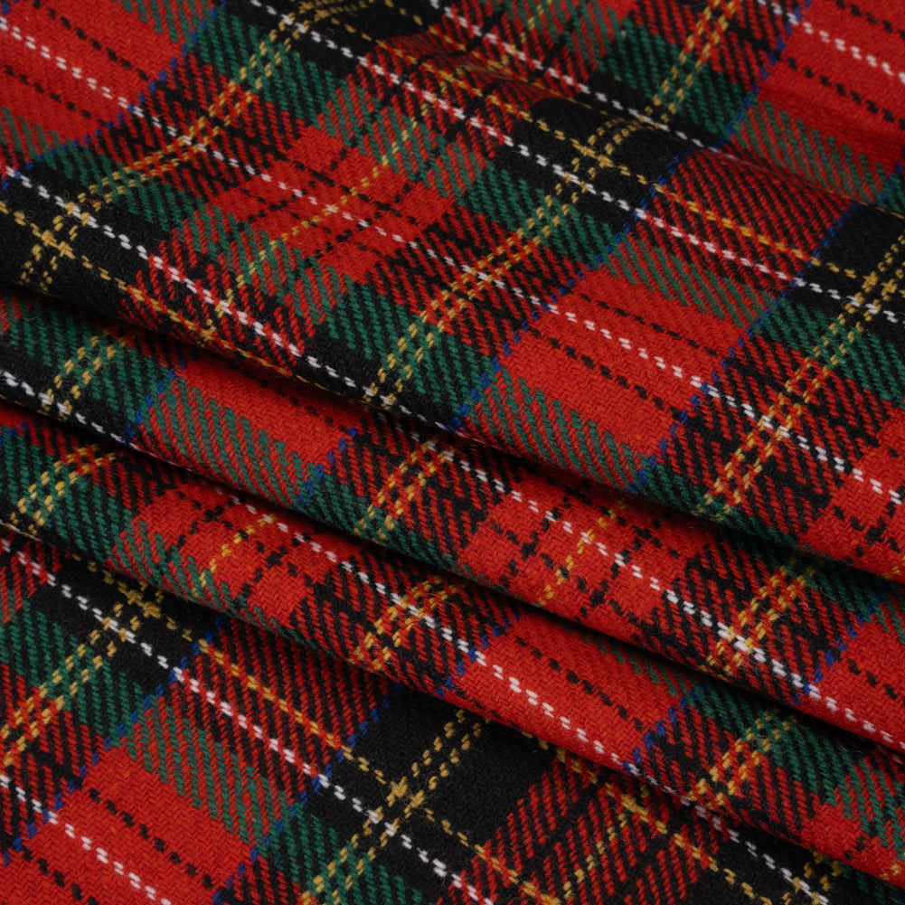 Blended Wool Twill - Red, Green and Black Classic Holiday Plaid Blended Wool Twill - Red, Green and Black Classic Holiday Plaid