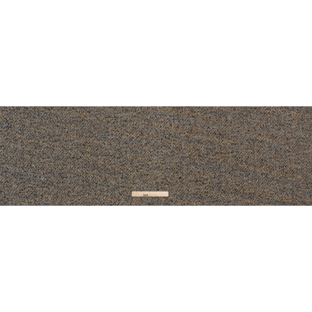 Fuzzy Polyester and Wool Blend Woven Metallic Tweed - Tan, Gray and Gold - Full Fuzzy Polyester and Wool Blend Woven Metallic Tweed - Tan, Gray and Gold - Full