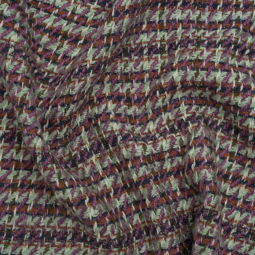 Metallic Wool Blend Tweedy Twill - Purple, Mint and Brown Plaid Metallic Wool Blend Tweedy Twill - Purple, Mint and Brown Plaid