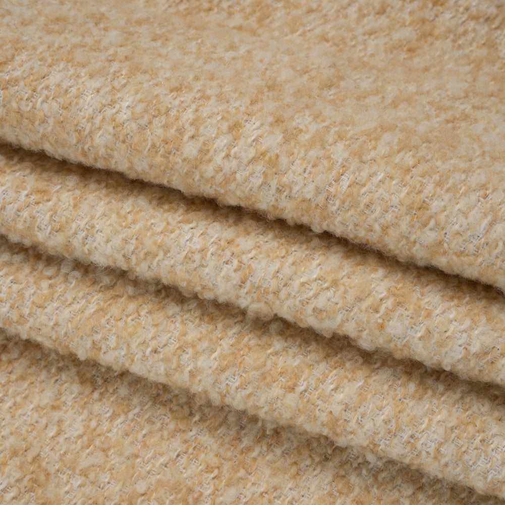 Wool Blend Boucle Tweed - Beige and Tan Folded Wool Blend Boucle Tweed - Beige and Tan Folded