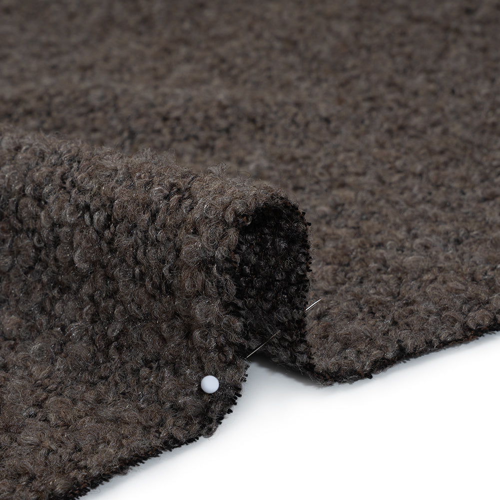 Wool Blend Boucle Tweed - Brown Detail Wool Blend Boucle Tweed - Brown Detail
