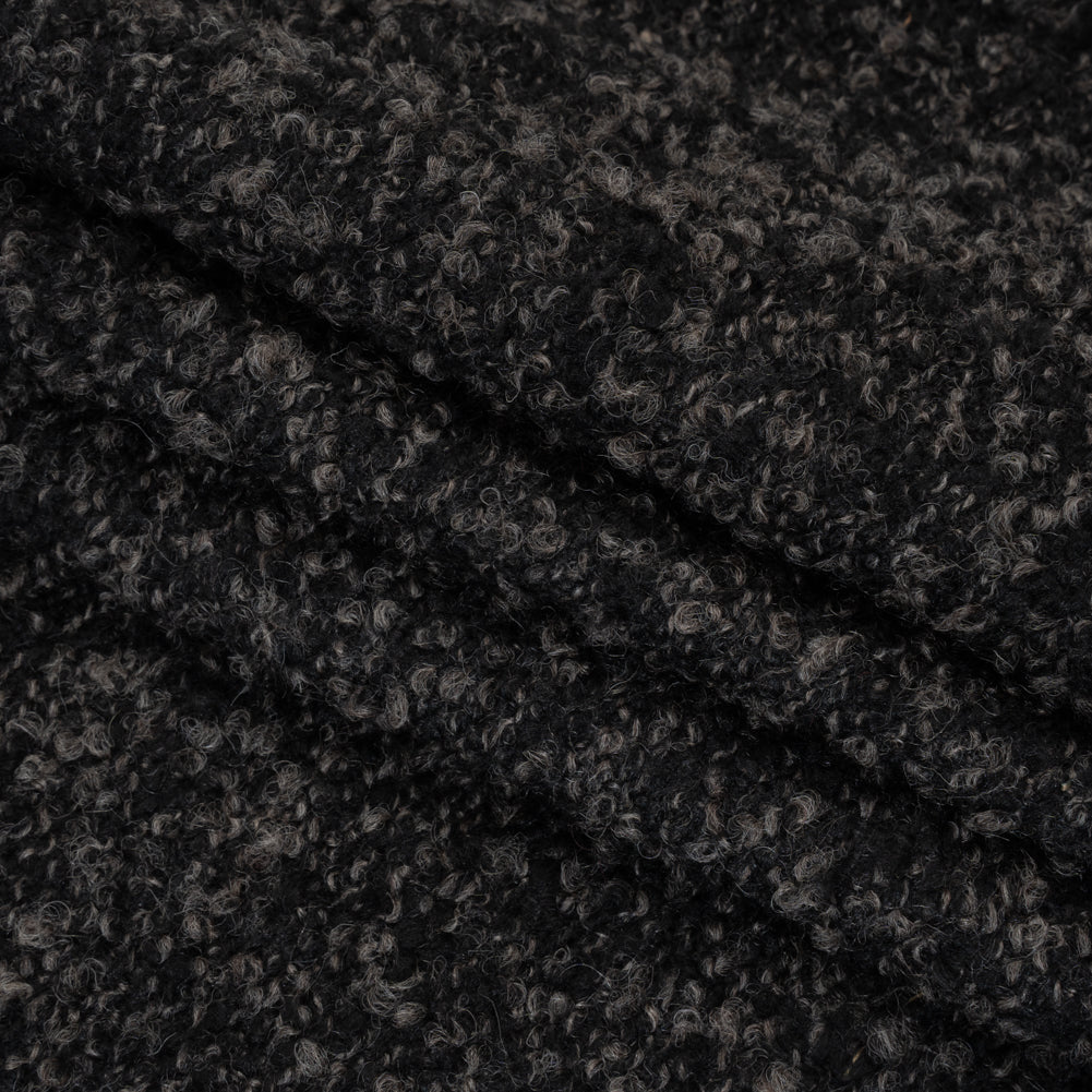 Wool Blend Boucle Tweed - Black and Brown Folded Wool Blend Boucle Tweed - Black and Brown Folded