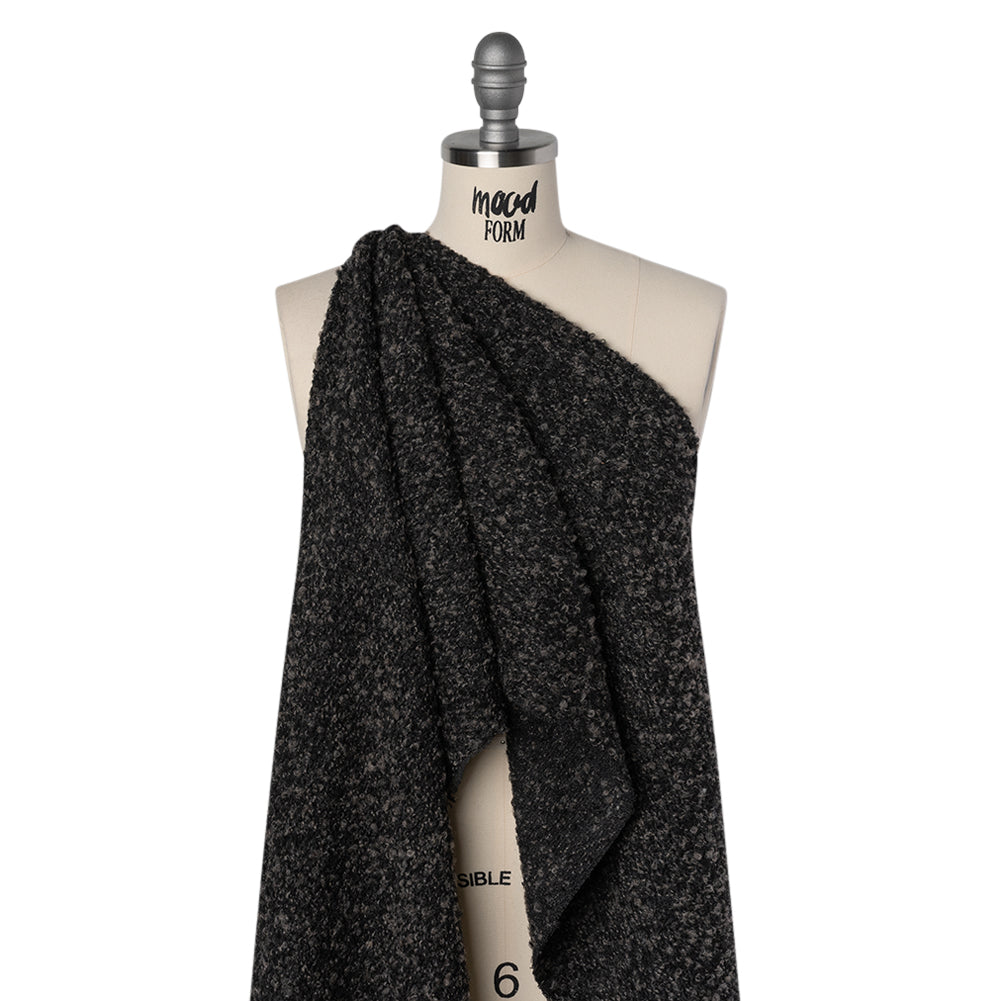 Wool Blend Boucle Tweed - Black and Brown Drape Wool Blend Boucle Tweed - Black and Brown Drape