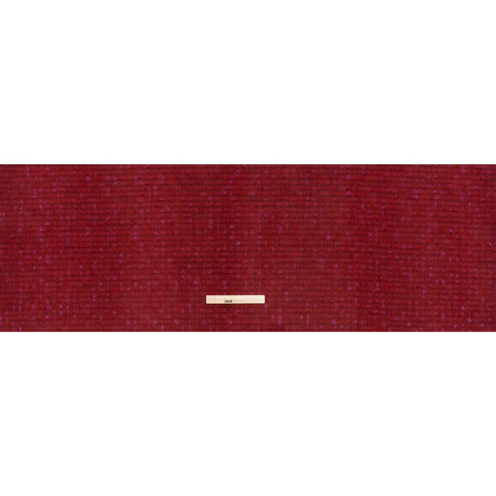 Brushed Wool Blend Tweed - Red, Burgundy and Fuchsia Plaid - Full Brushed Wool Blend Tweed - Red, Burgundy and Fuchsia Plaid - Full