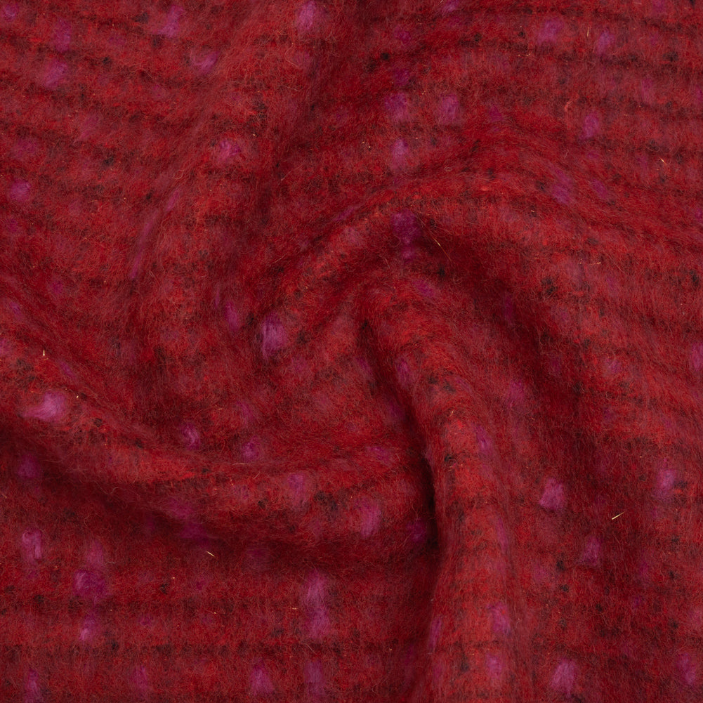 Brushed Wool Blend Tweed - Red, Burgundy and Fuchsia Plaid Brushed Wool Blend Tweed - Red, Burgundy and Fuchsia Plaid
