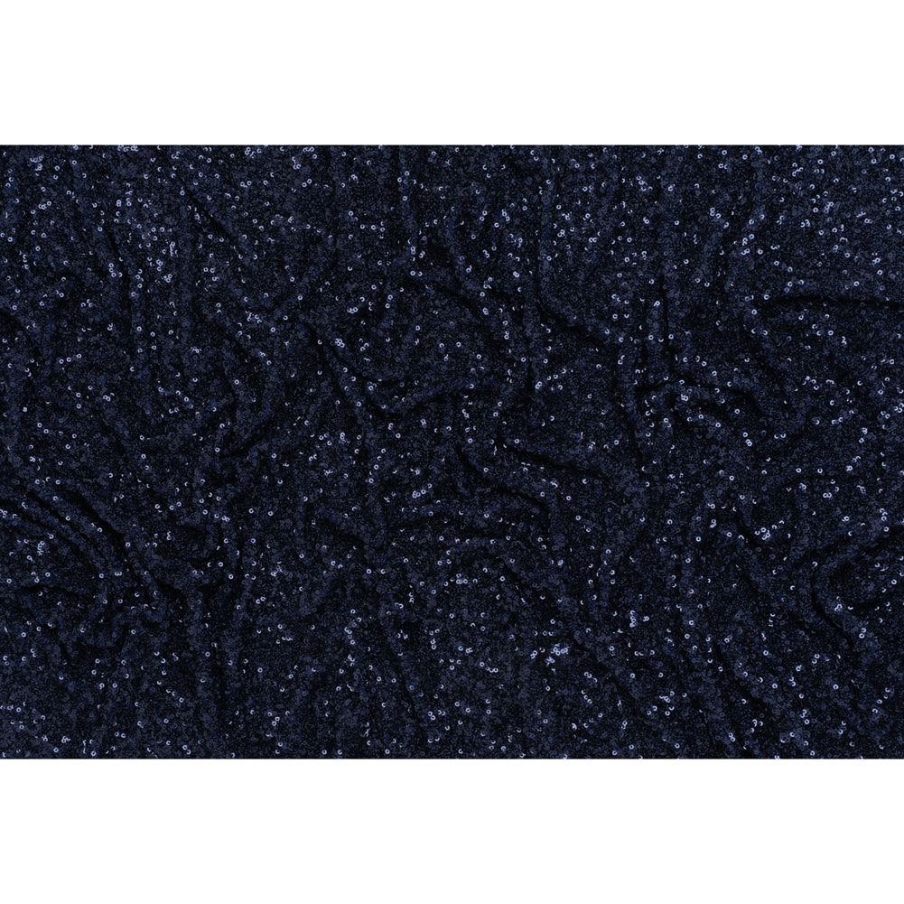 Recycled Polyester All-Over Circular Baby Sequins on Stretch Mesh - Navy - Divine Collection Recycled Polyester All-Over Circular Baby Sequins on Stretch Mesh - Navy - Divine Collection