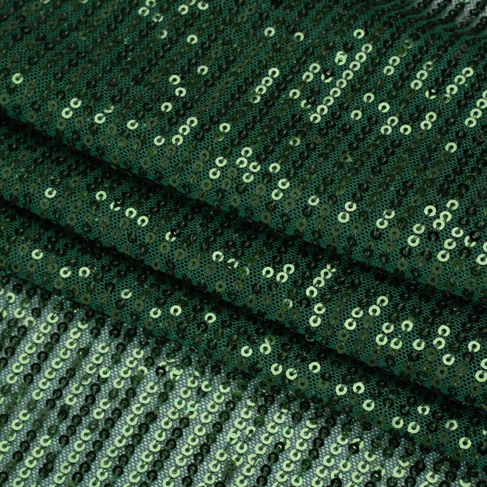 Recycled Polyester Circle Sequin Stripes on Stretch Mesh - Green - Transcendent Collection Recycled Polyester Circle Sequin Stripes on Stretch Mesh - Green - Transcendent Collection