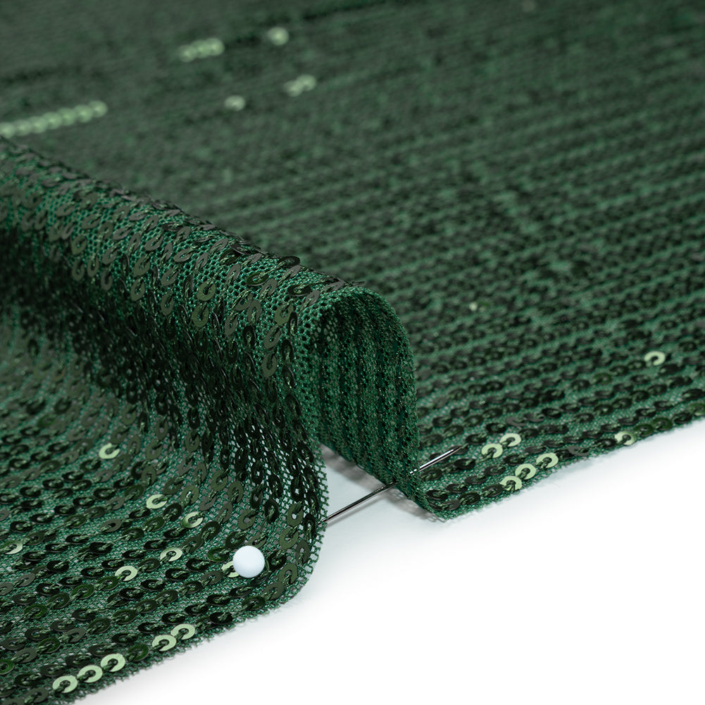 Recycled Polyester Circle Sequin Stripes on Stretch Mesh - Green - Transcendent Collection Recycled Polyester Circle Sequin Stripes on Stretch Mesh - Green - Transcendent Collection