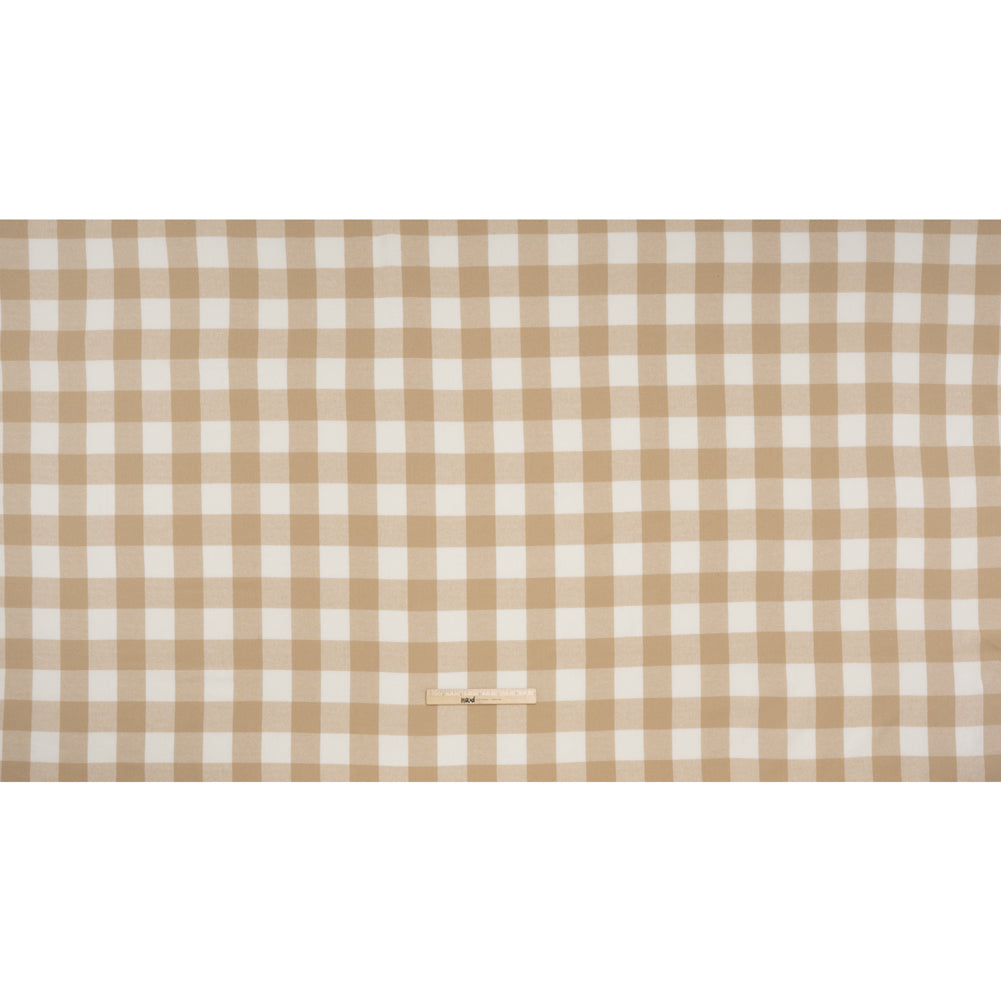 Yarn-Dyed Cotton Twill Flannel - Beige and White Buffalo Check Yarn-Dyed Cotton Twill Flannel - Beige and White Buffalo Check