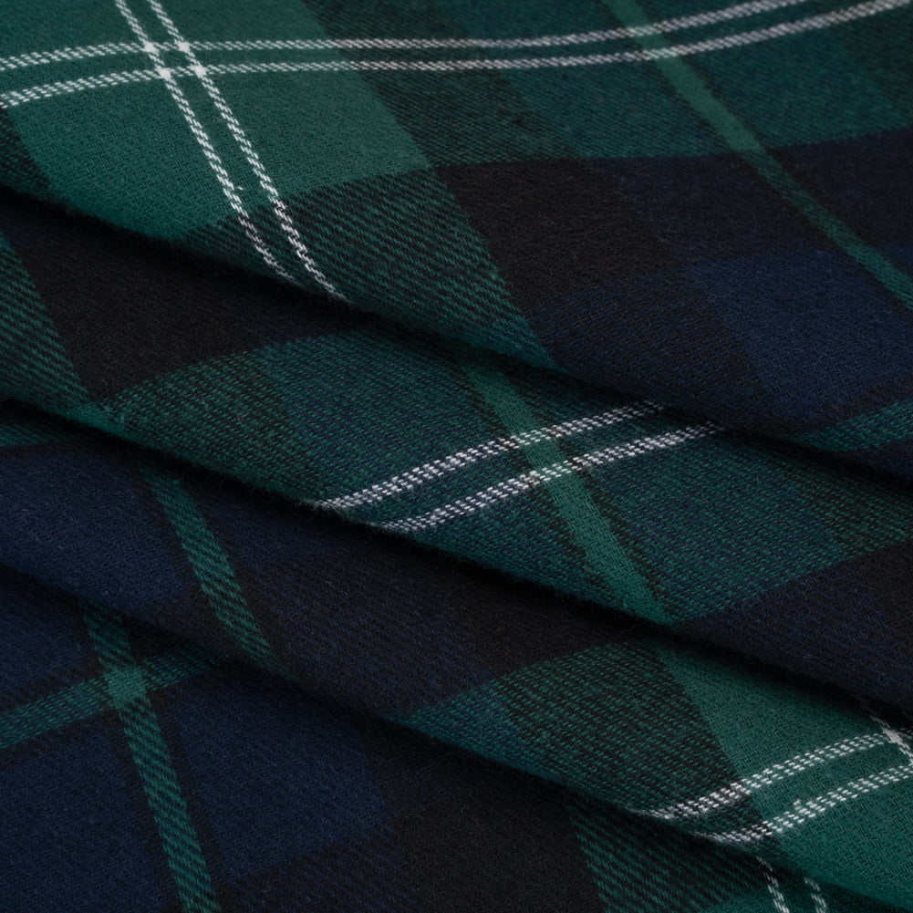 Yarn-Dyed Cotton Twill Flannel - Green, Black and Blue Black Watch Plaid Yarn-Dyed Cotton Twill Flannel - Green, Black and Blue Black Watch Plaid