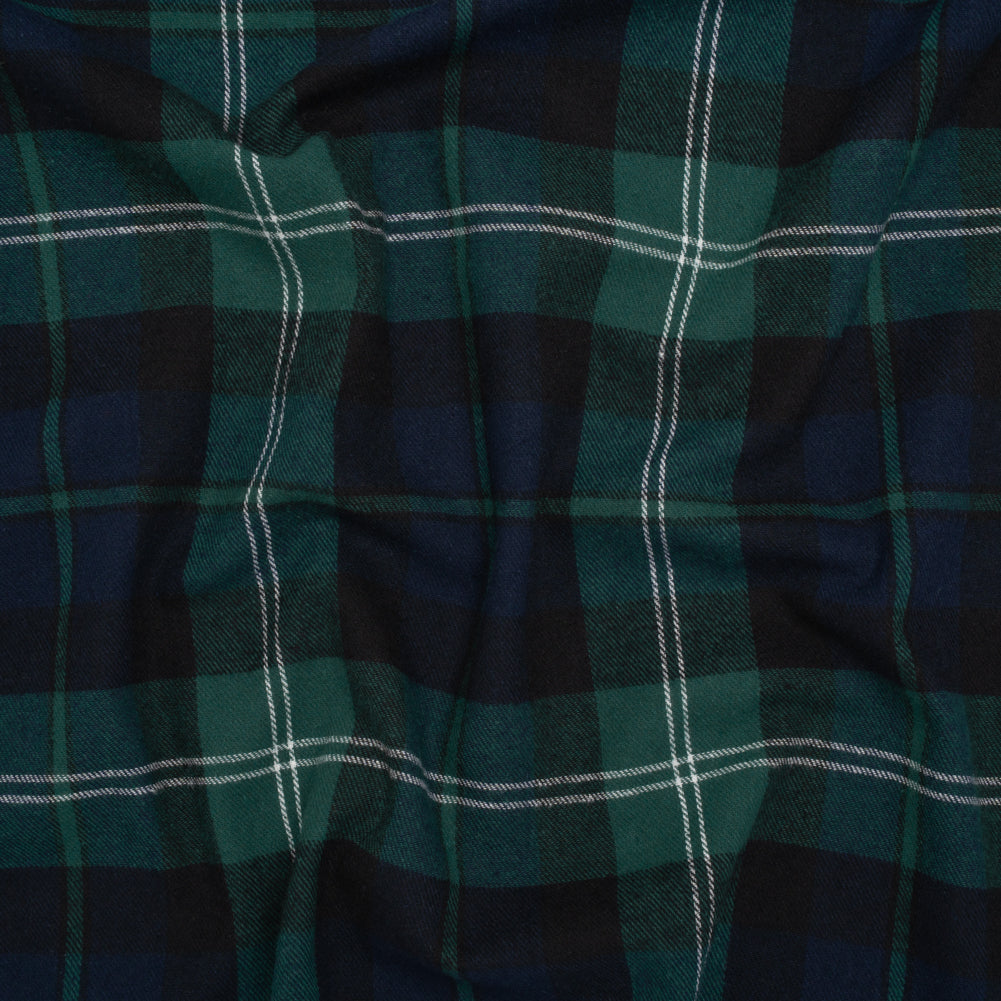 Yarn-Dyed Cotton Twill Flannel - Green, Black and Blue Black Watch Plaid Yarn-Dyed Cotton Twill Flannel - Green, Black and Blue Black Watch Plaid