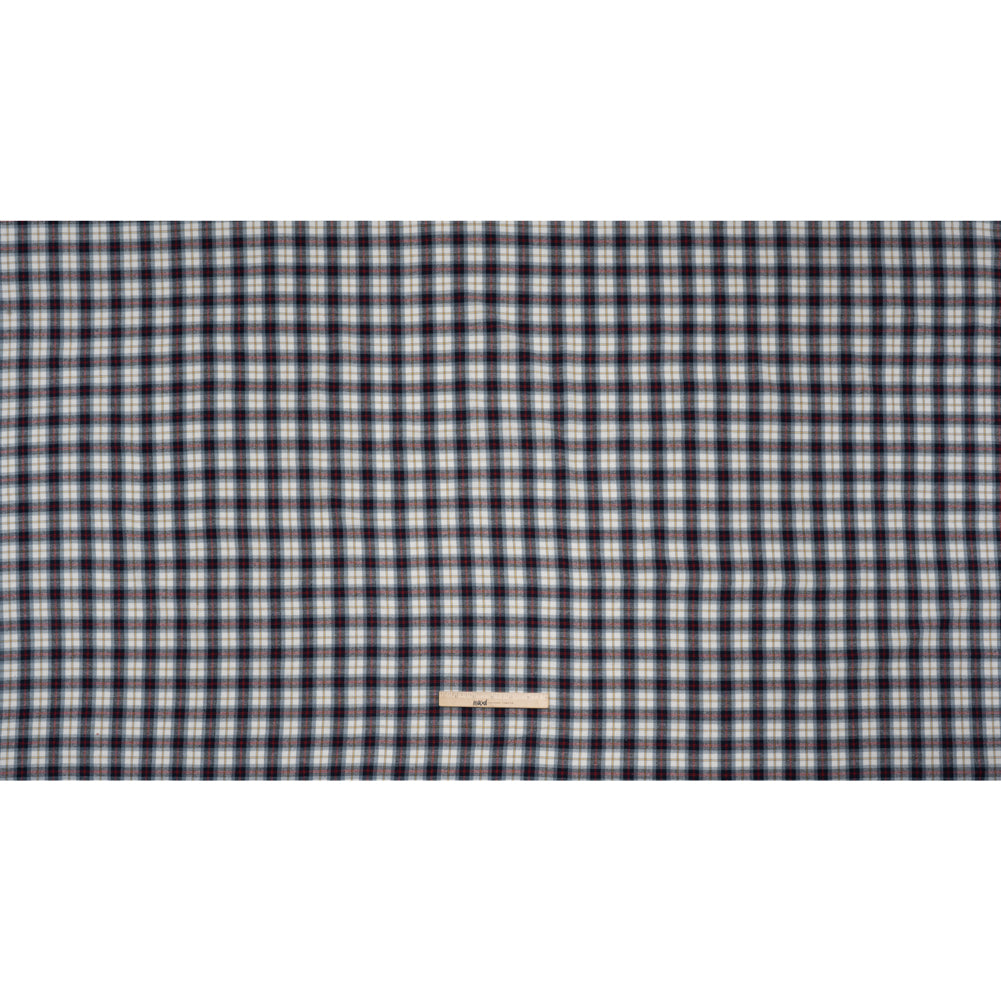 Yarn-Dyed Cotton Twill Flannel - Blue, Red and White Plaid Yarn-Dyed Cotton Twill Flannel - Blue, Red and White Plaid