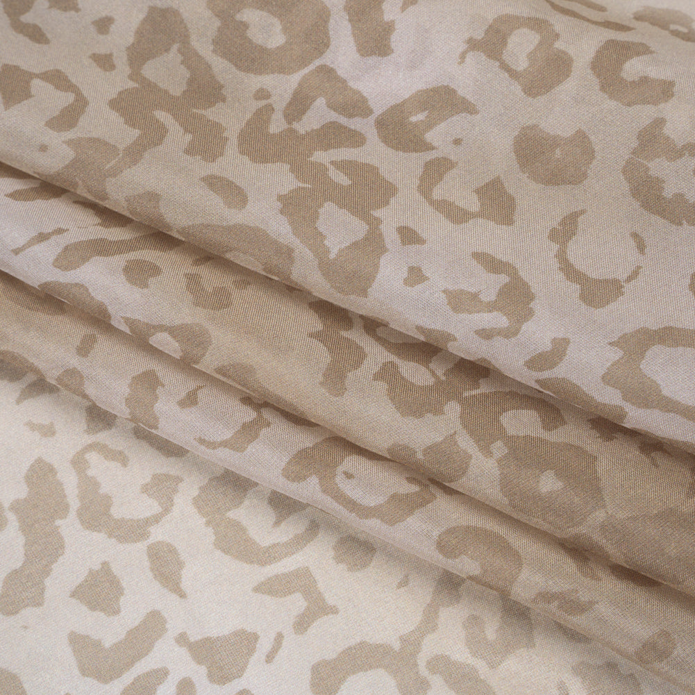 Silk Voile Print - Soft Beige and Tan Cheetah Spots - Deadstock Folded Silk Voile Print - Soft Beige and Tan Cheetah Spots - Deadstock Folded