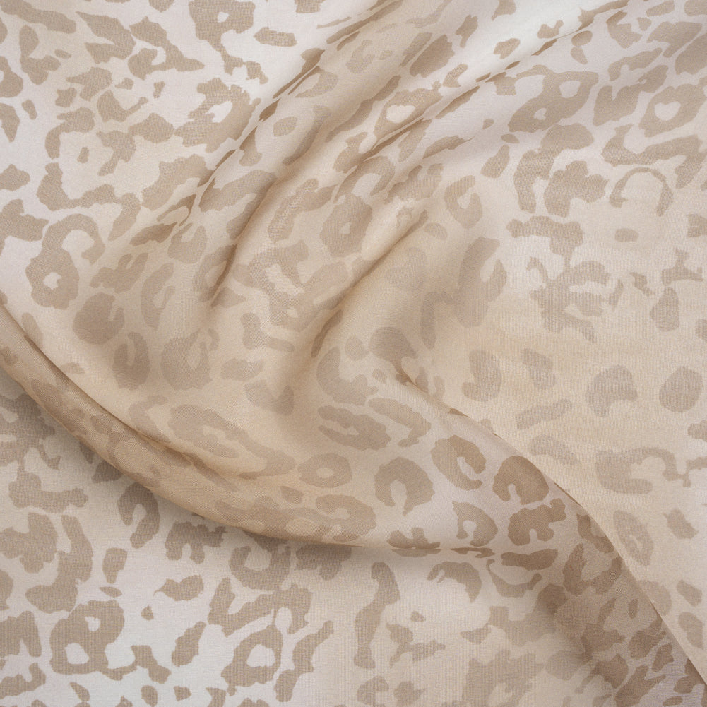 Silk Voile Print - Soft Beige and Tan Cheetah Spots - Deadstock Silk Voile Print - Soft Beige and Tan Cheetah Spots - Deadstock