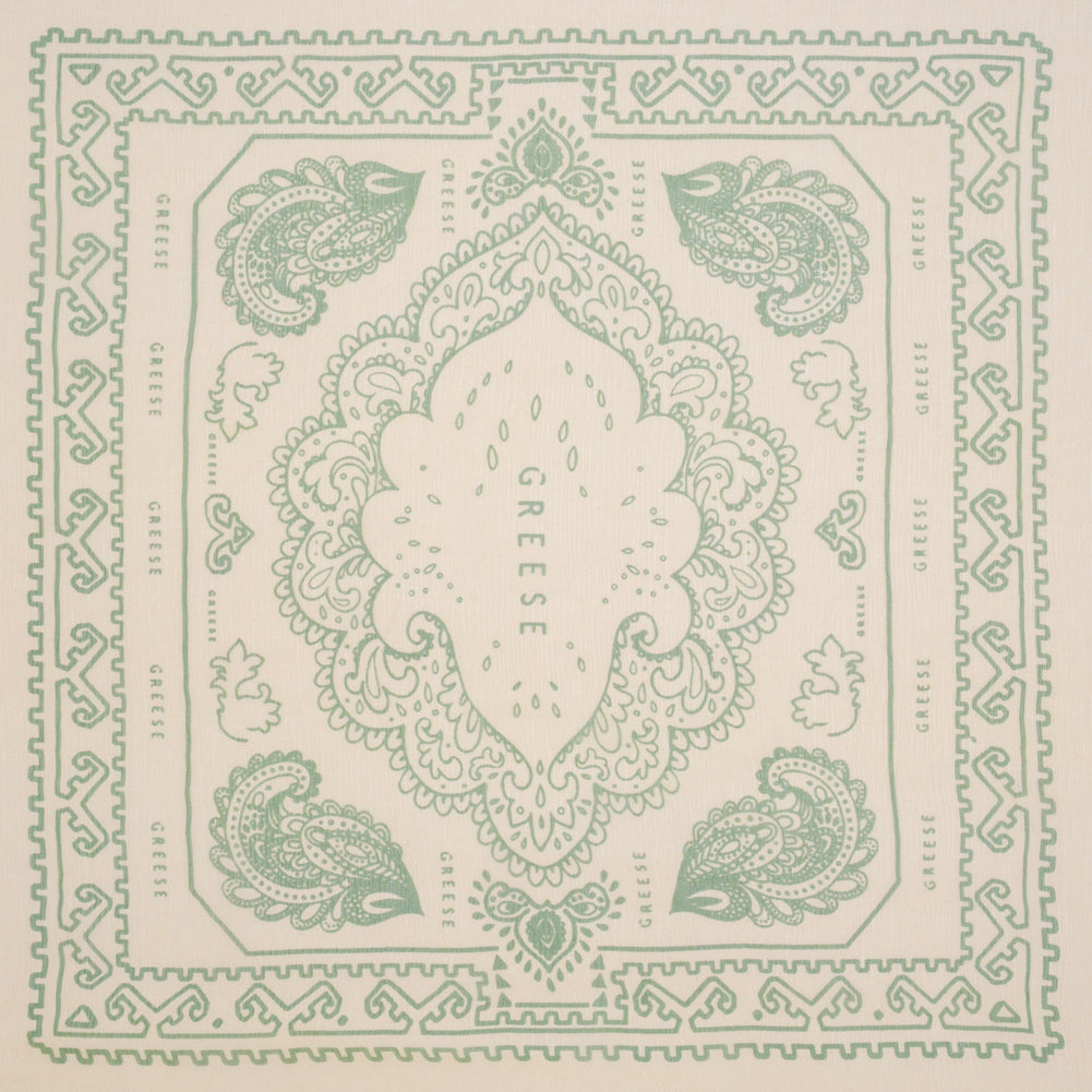 Crinkled Silk Chiffon Panel - Peach and Green Paisley and Geometric Handkerchiefs - Deadstock Crinkled Silk Chiffon Panel - Peach and Green Paisley and Geometric Handkerchiefs - Deadstock
