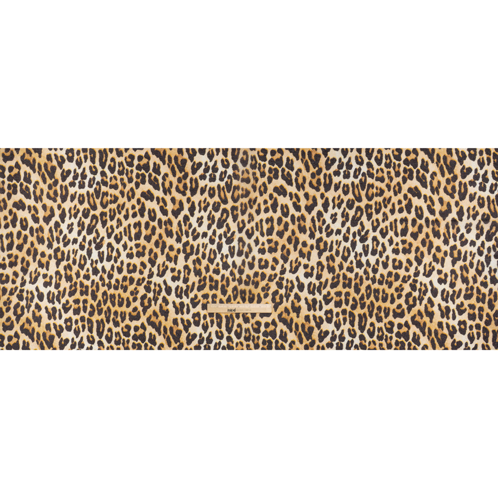 Metallic Silk Lame Print - Beige and Dark Brown Leopard Spots - Deadstock Metallic Silk Lame Print - Beige and Dark Brown Leopard Spots - Deadstock